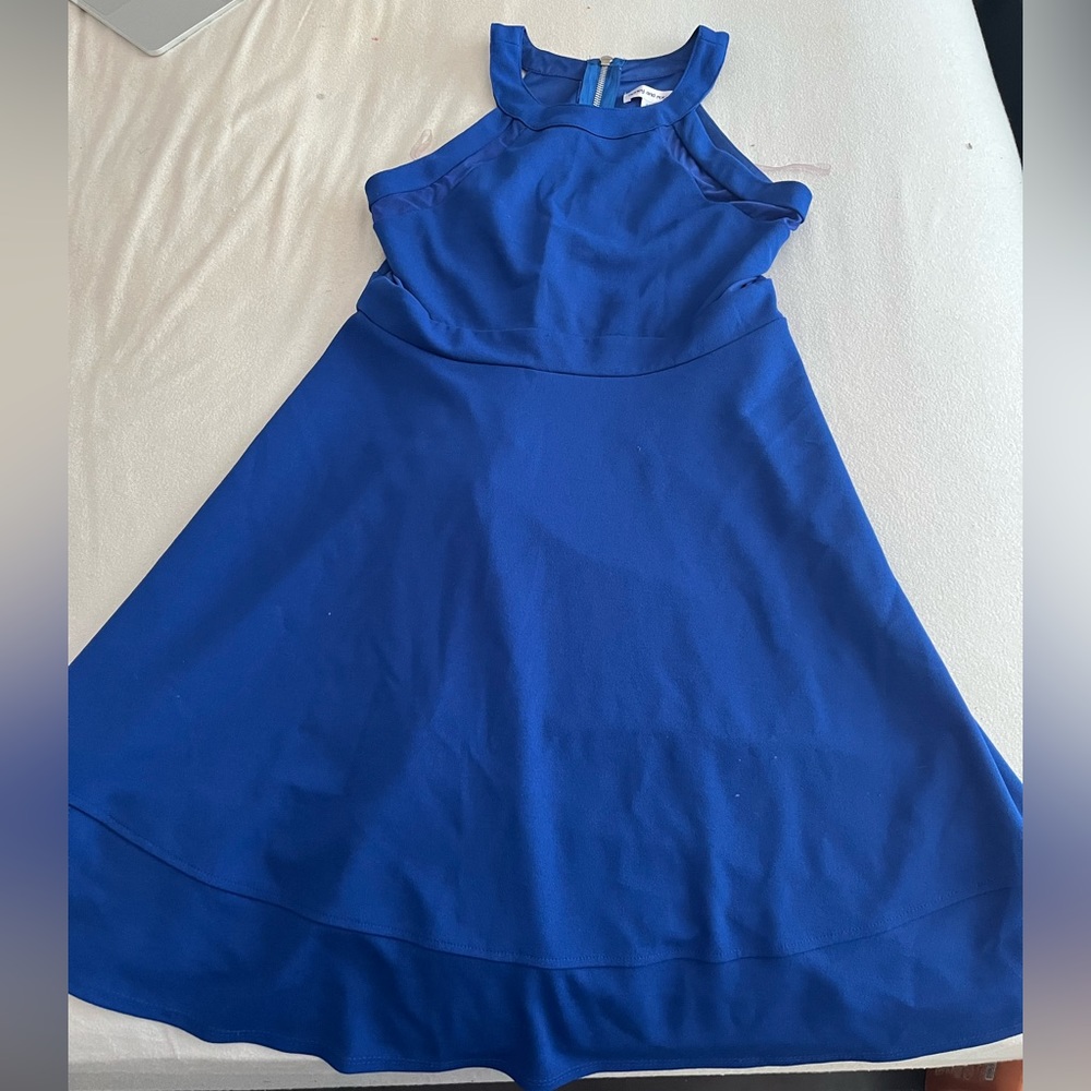 honey and Rosie halter neck blue dress